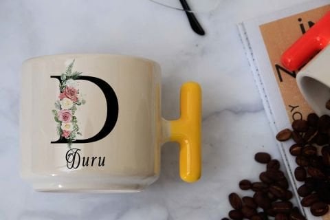 İSME ÖZEL (D) HARFLİ LATTE KUPA