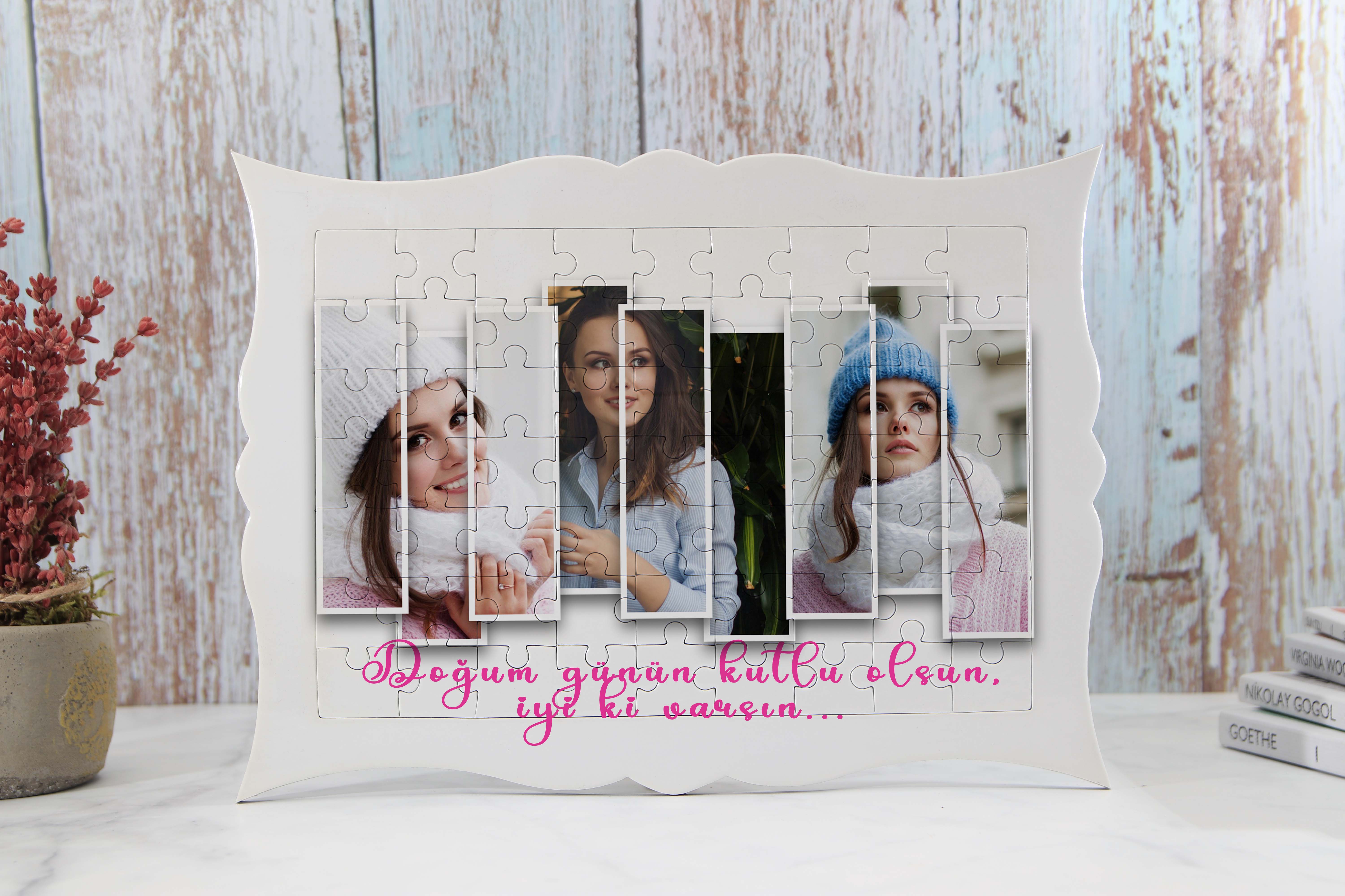 3 FOTOĞRAFLI DOĞUM GÜNÜ MESAJLI A4 PUZZLE