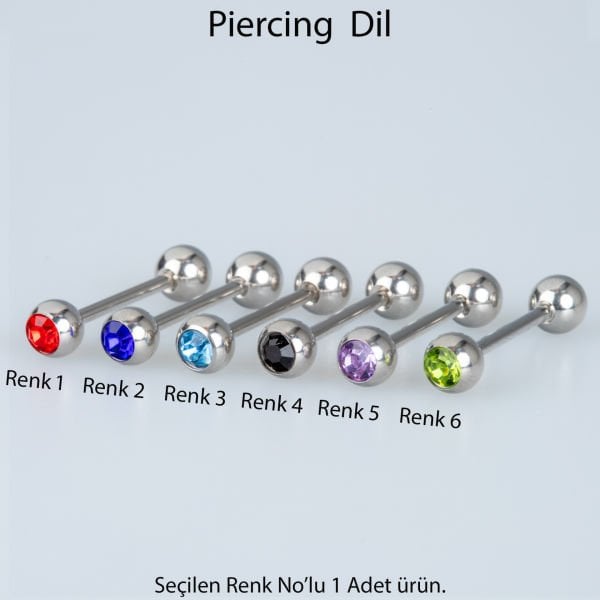 Piercing Dİl 6mm Taşlı Top