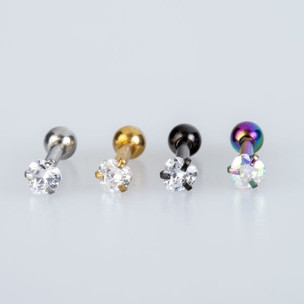 Piercing Çelik Tragus 3mm Kalp Taş
