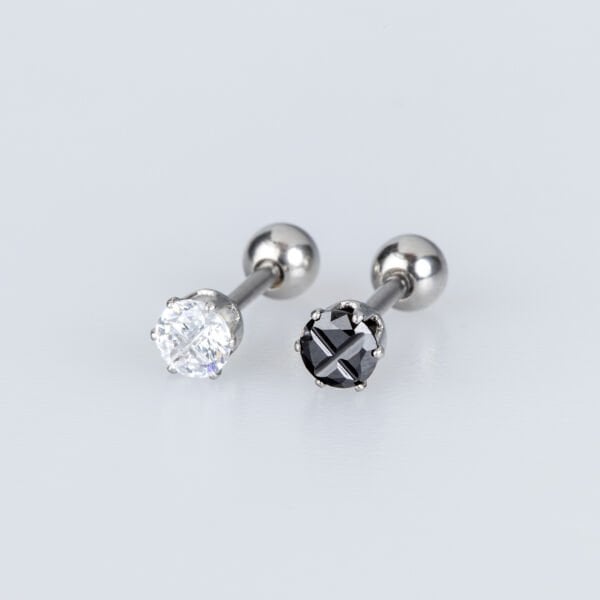 Piercing Çelik Tragus Yuvarlak Taş