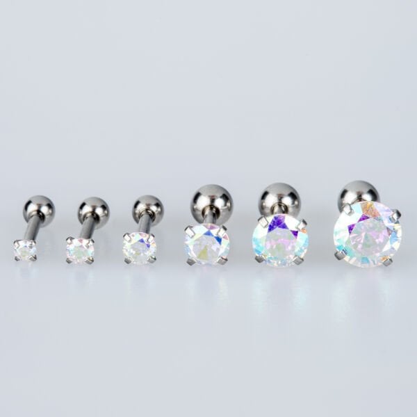 Piercing Çelik Tragus Yuvarlak Taş