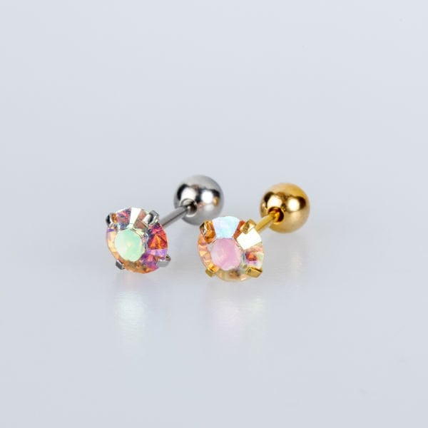 Piercing Çelik Tragus 5mm Yuvarlak Taş
