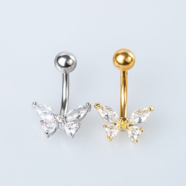 Piercing Göbek Kelebek Taşlı