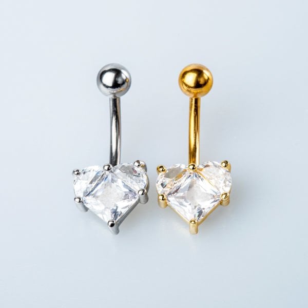 Piercing Göbek Kalp Taşlı