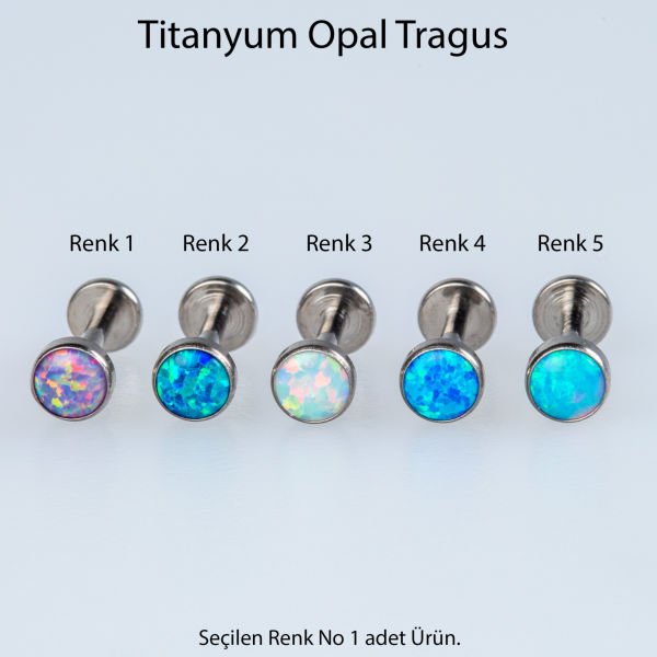 Piercing Titanyum Tragus Opal 4mm
