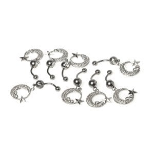 Piercing Göbek Taşlı Ay yıldız
