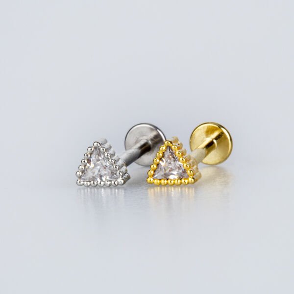 Piercing Tragus 4mm Üçgen Taş