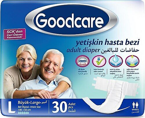 GOODCARE BELBANTLI YETİŞKİN HASTA BEZİ L (BÜYÜK) 30 LU