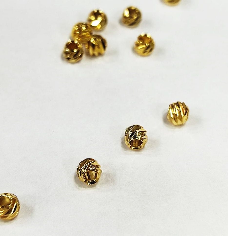 3 mm Altın Kaplama Dorika Boncuk