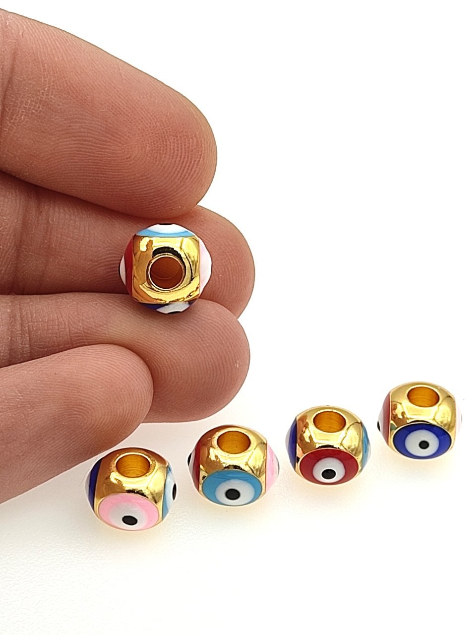 10 mm Altın Kaplama Mineli Gözlü Boncuk Arası