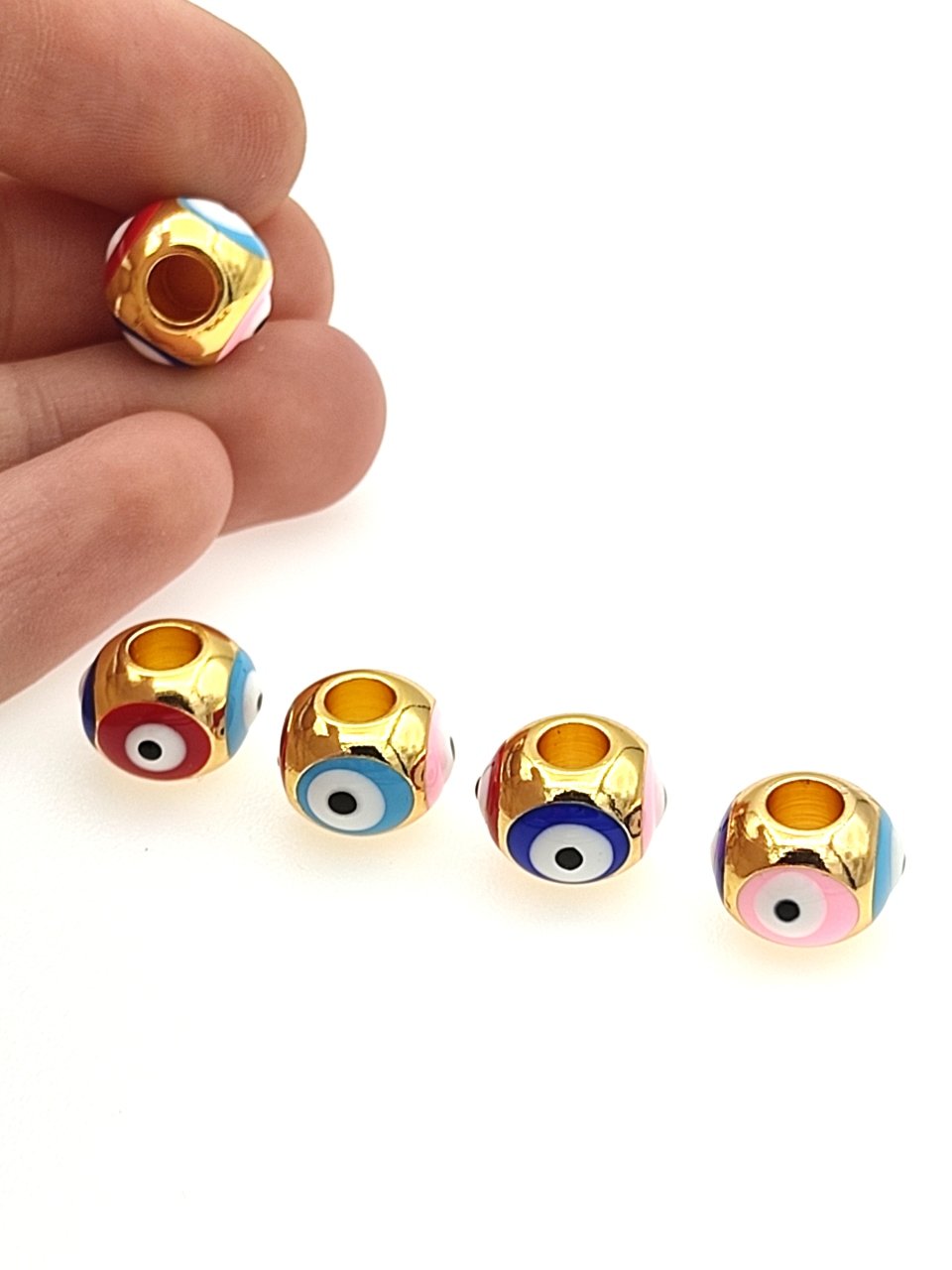13 mm Altın Kaplama Mineli Gözlü Boncuk Arası