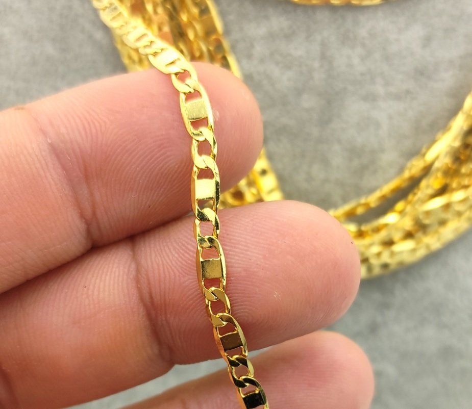 3,5 mm Altın Kaplama Presli Zincir