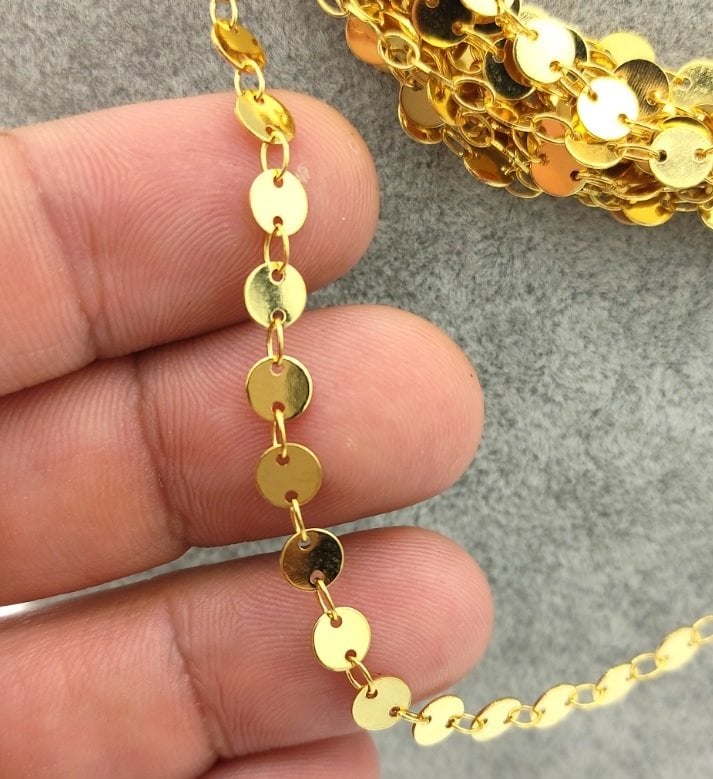 5 mm Altın Kaplama Pullu Zincir