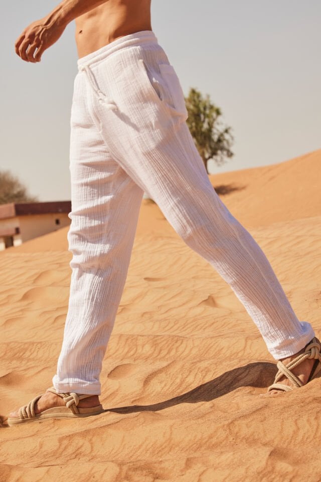 Beyaz Muslin Comfort Pantolon