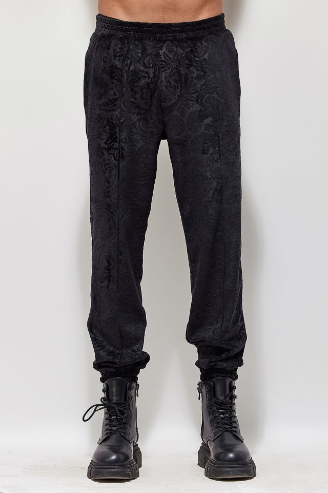 Siyah Etnik Soft Velvet Pantolon(