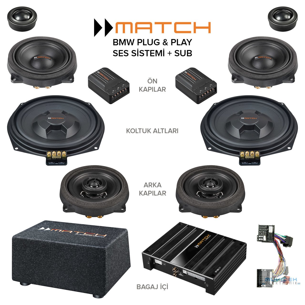 Match BMW Play in Plug Hi-Fi Ses Sistem Paketi + Subwoofer