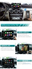 Mercedes-Benz W205 C Kasa araçlar (2014-2019) için Kablosuz Apple CarPlay ve Android Auto Sistemi