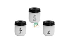 HEREVİN 172341-020 425 CC DESENLİ KAVANOZ-BUZ RENGİ-TEA-COFFEE-SUGAR-SET-SİYAH DK KAPAK