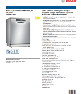 Bosch SMS6ECI80T 7 Programlı Bulaşık Makinesi