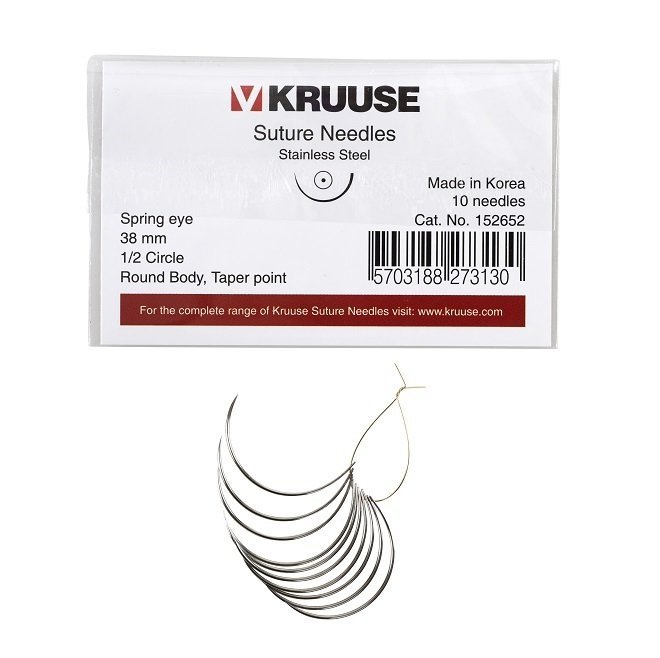 Kruuse Sütür İğnesi Spring 1/2 Yuvarlak 38 mm (10 adet)