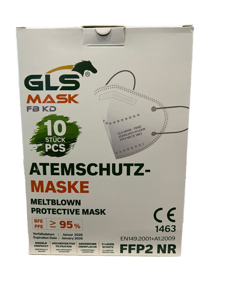 GLS Mask FFP2 N95 Maske Beyaz 50 Adet