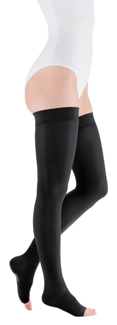 Medi 161-5/A Duomed CCL1 Dizüstü-Silikon Bantlı Burnu Açık Siyah Varis Çorabı