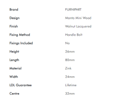 Furnipart Kulp Manta 032mm Ceviz