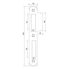 Hafele Kilit Karşılığı Gümüş 170x24mm Sağ-Sol Uyumlu