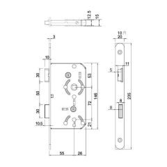 Hafele Gömme Cb Kilit 55x18mm Siyah Sağ