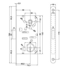 Hafele Manyetik Oda Kilit 50x18mm Mat Krom