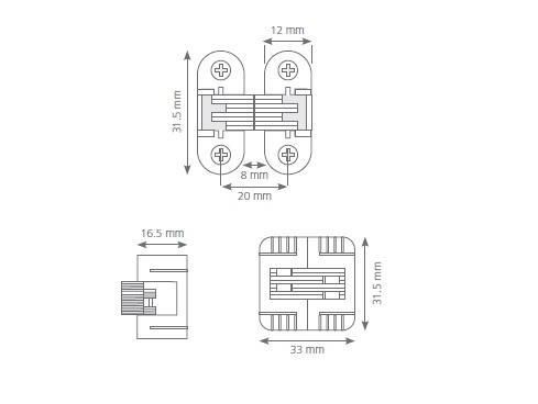 Oval Masa Menteşesi 12mm İthal Kahve