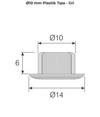 Mesan 10mm Plastik Tıpa Gri (0163)