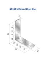 Mesan Köşe Sacı 2mm 16x50x50mm Çinko