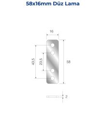 Mesan Düz Sac 2mm 16x58mm Çinko