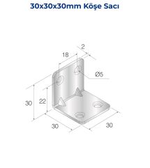 Mesan Köşe Sacı 2mm 30x30x30mm Çinko