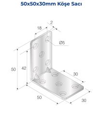 Mesan Köşe Sacı 2mm 30x50x50mm Çinko