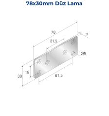 Mesan Düz Sac 2mm 30x78mm Çinko