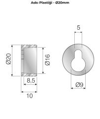 Mesan Ayna Askısı Beyaz Q:20mm (0067N)