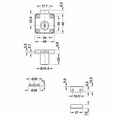 Hafele Kare Çekmece Kilit 19X22mm (232.01.781)