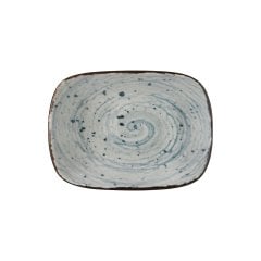 1217 Ent 17 cm Kare Kayık Tabak Mavi Benek