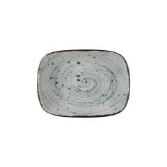 1217 Ent 14 cm Kare Kayık Tabak Mavi Benek