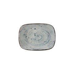 1217 Ent 12 cm Kare Kayık Tabak Mavi Benek