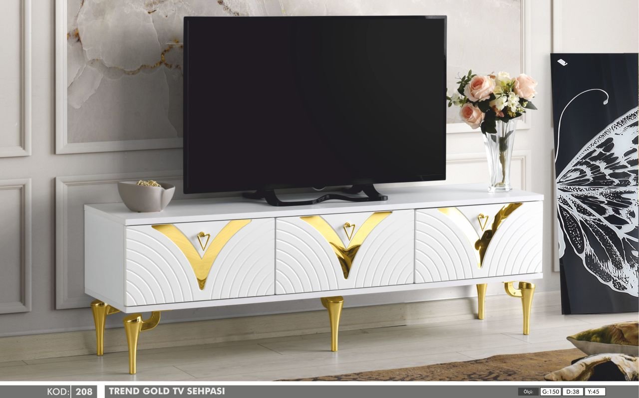 Trend Gold Detaylı Beyaz Televizyon(TV) Sehpası