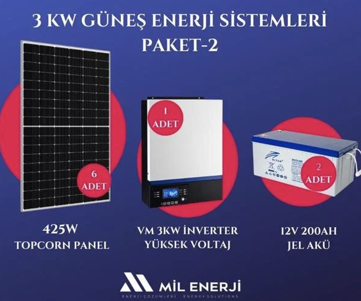 3Kw Güneş Enerji Sistemleri Paketi-2