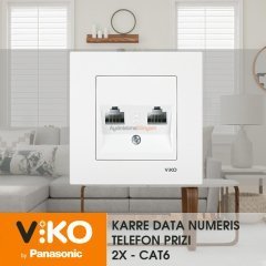 Viko Karre İkili Nümeris Telefon Prizi 2XRJ11 (Çerçeve Dahil)