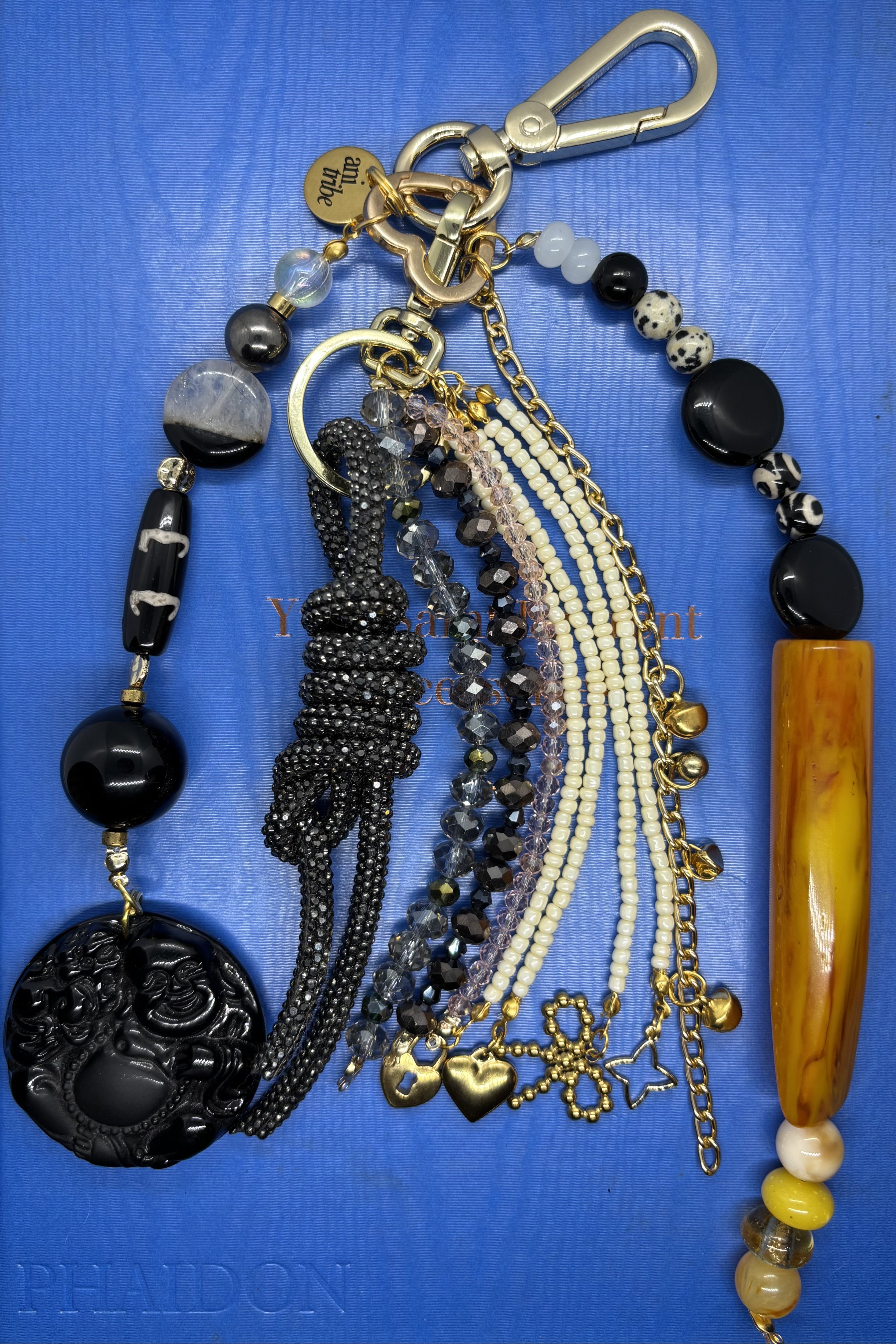 Siyah Cam Buddha Detaylı Bag Charm