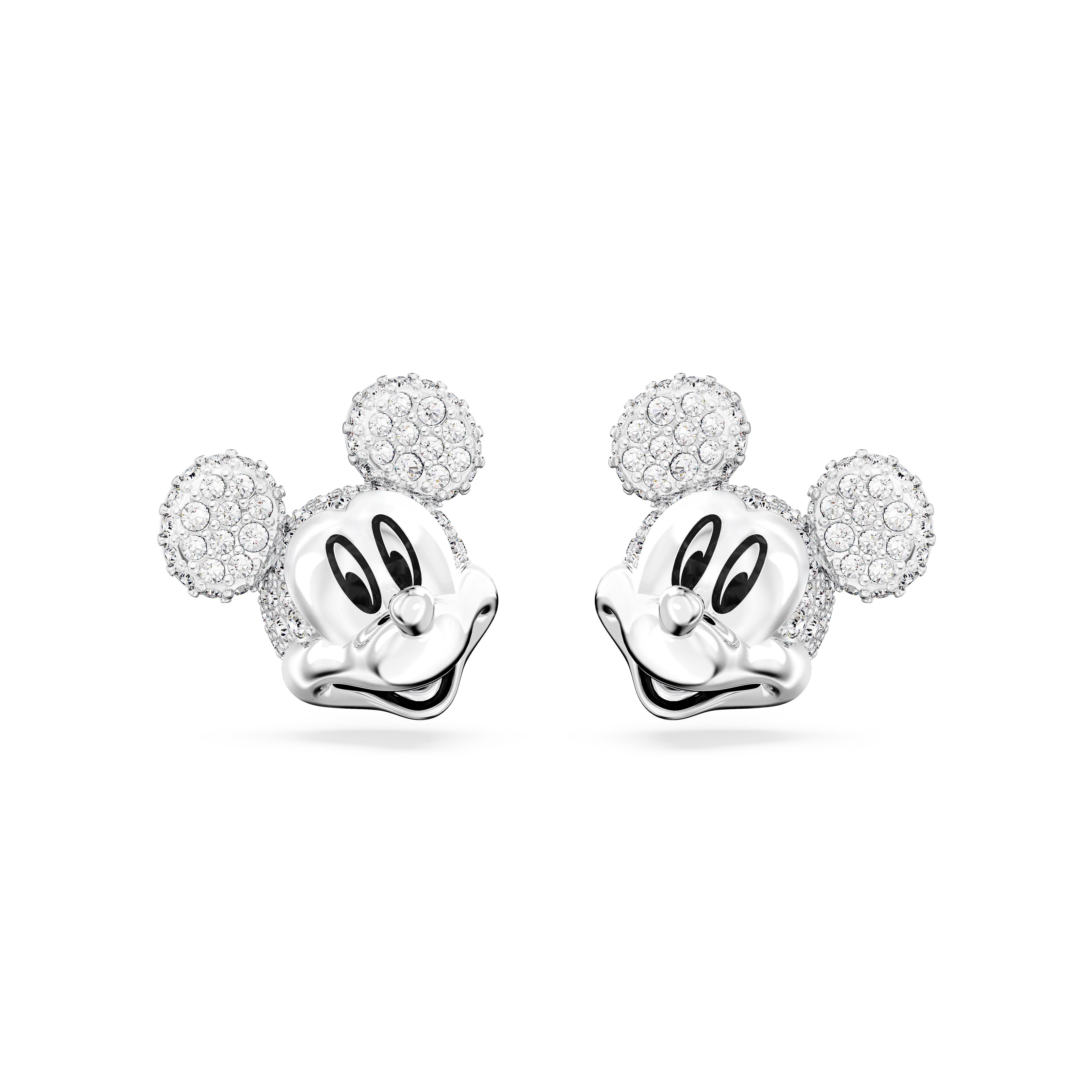 Disney Mickey Mouse düğme Küpeler, Beyaz, Rodyum kaplama