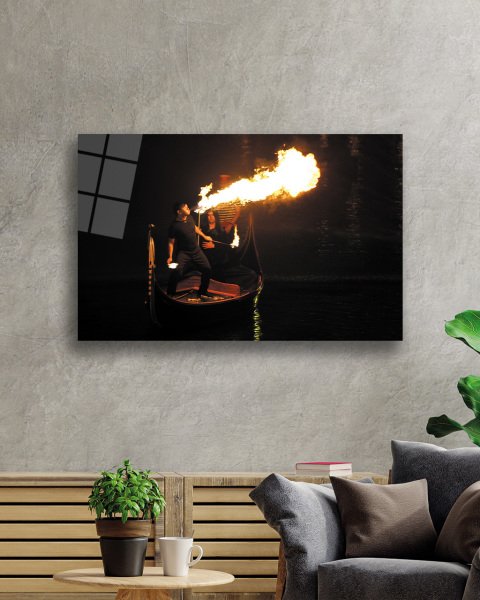 Ateş Gösterisi   Cam Tablo 4mm Dayanıklı Temperli Cam Fire Glass Painting