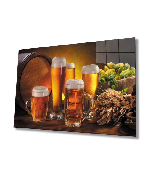 Bira Cam Tablo  4mm Dayanıklı Temperli Cam  Beer Glass Wall Art